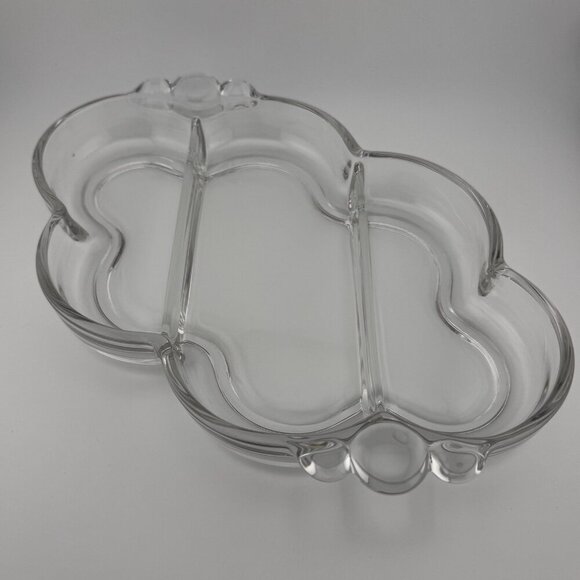 Vintage Duncan & Miller Crystal Canterbury 3 part divided relish dish 10” - Picture 5 of 8